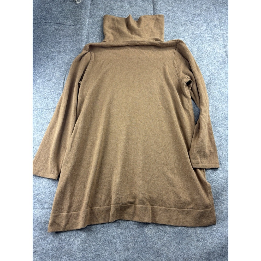 J.Jill Women's L Brown Cowl Neck Knit Tunic Sweater Long Sleeve Hi-Low Pullover